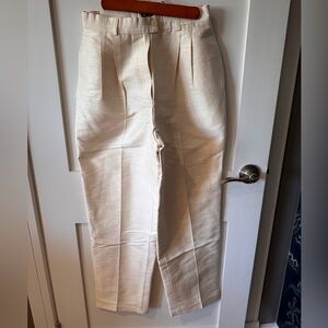 Cream linen blend trousers